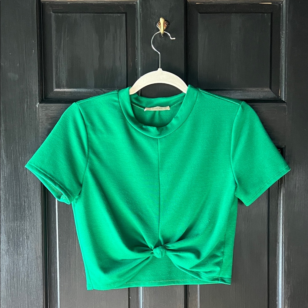 Altar'd State Emerald Green Knot Crop Top